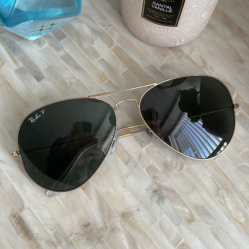 😎Ray-Ban P Aviator Sunglasses - gold Frame - Picture 2 of 6